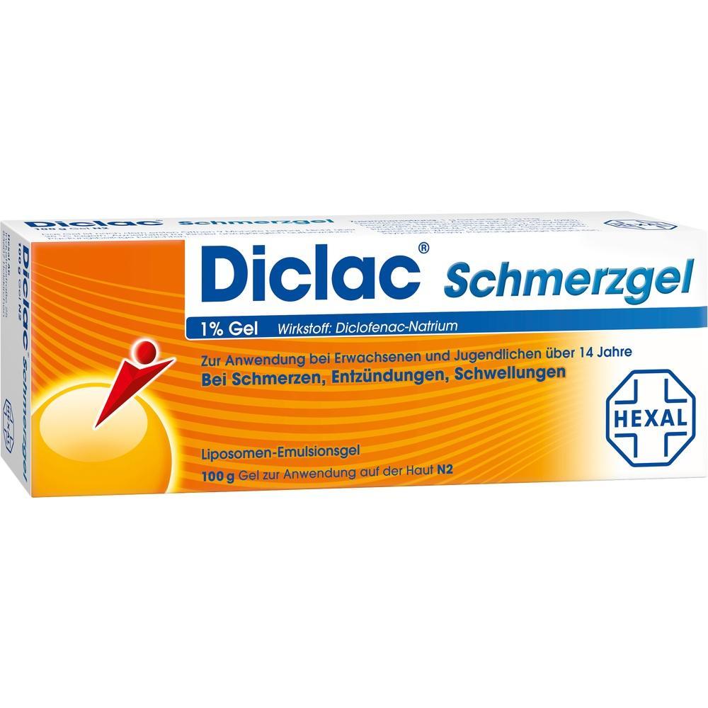 Eine Diclac Schmerzgel-Packung zur Linderung von Schmerzen und Entz&uuml;ndungen.
