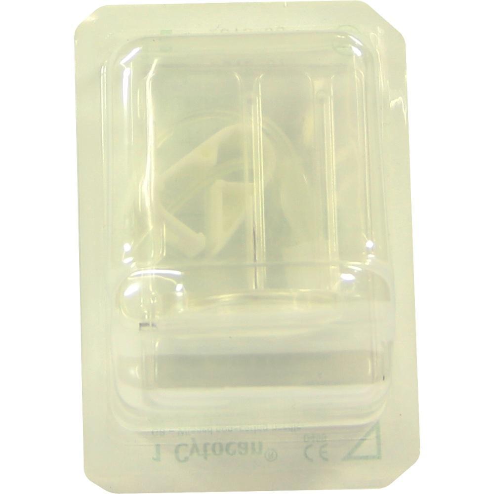 Ein weißes Medizinprodukt in transparenter Plastikverpackung.