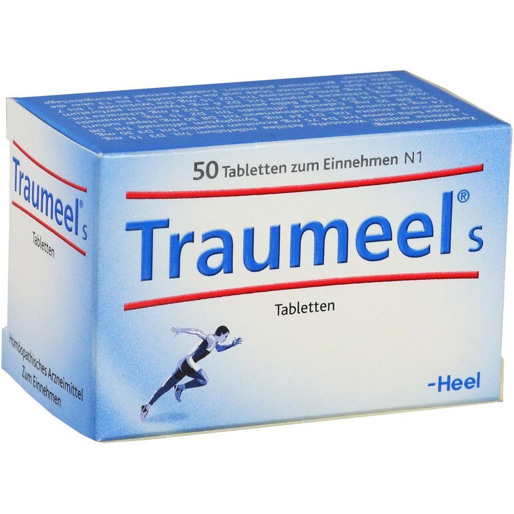 Blau-wei&szlig;e Packung mit 50 Tabletten von Traumeel.