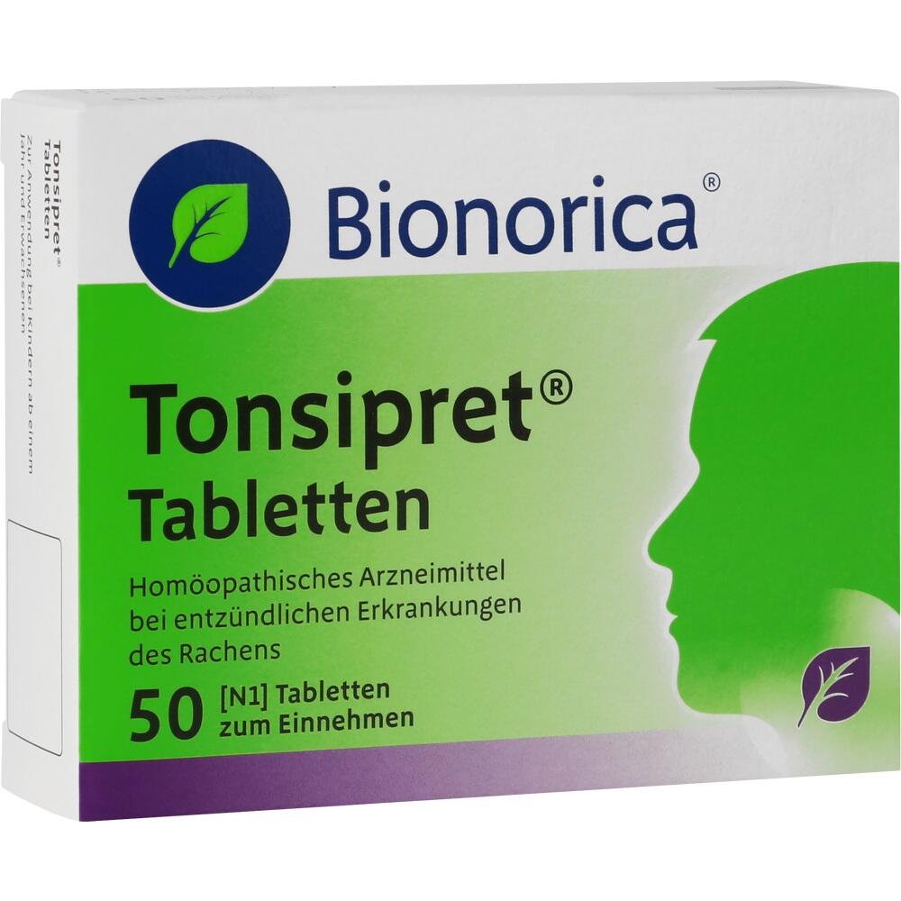 Packung von Tonsipret Tabletten gegen Halsentz&uuml;ndungen.
