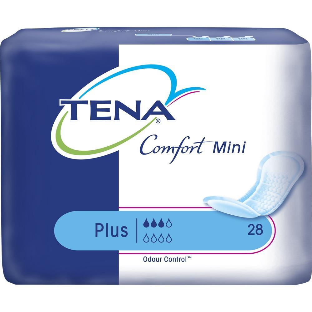 Die Verpackung zeigt TENA Comfort Mini Binden f&uuml;r Frauen.