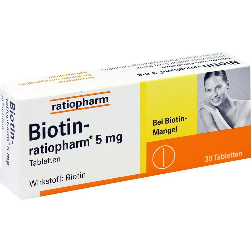 Biotin-Tabletten von Ratiopharm bei Biotin-Mangel, 30 St&uuml;ck.