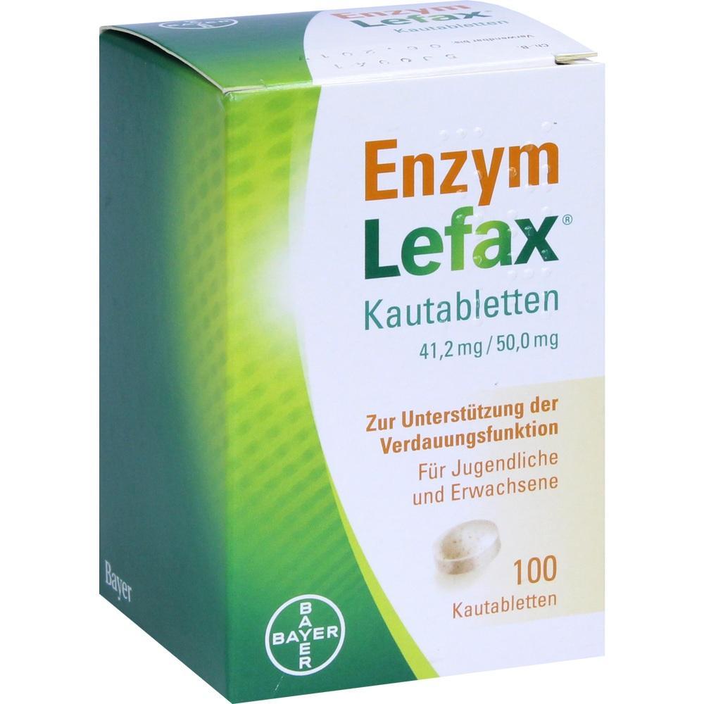 Eine Packung Enzym Lefax Kautabletten zur Unterst&uuml;tzung der Verdauung.