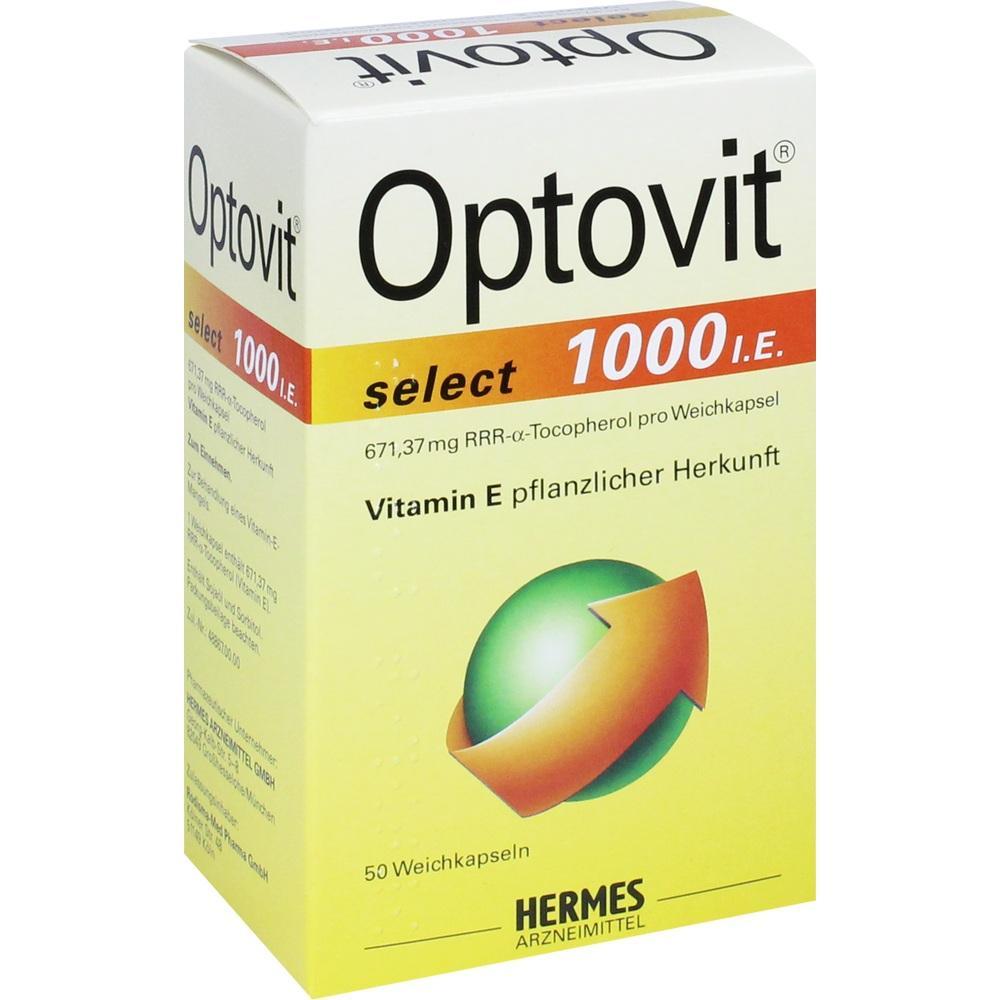 Schachtel mit Vitamin E Kapseln von Optovit, pflanzlicher Herkunft.
