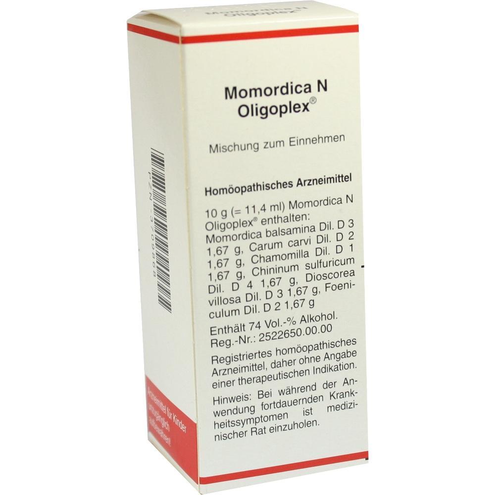 Die Packung zeigt ein hom&ouml;opathisches Arzneimittel namens Momordica N Oligoplex.
