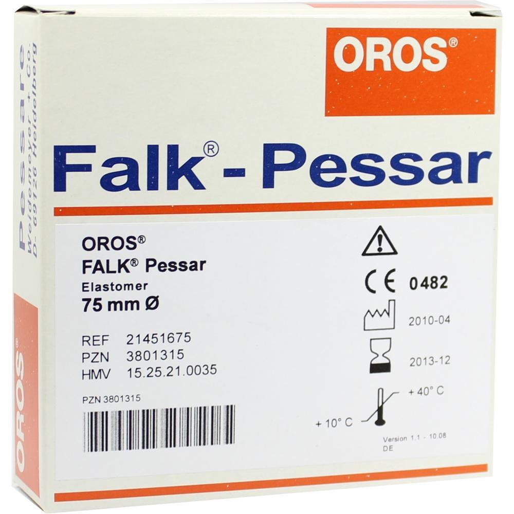 Eine weiße Schachtel mit der Aufschrift "Falk-Pessar" in blauer Schrift.
