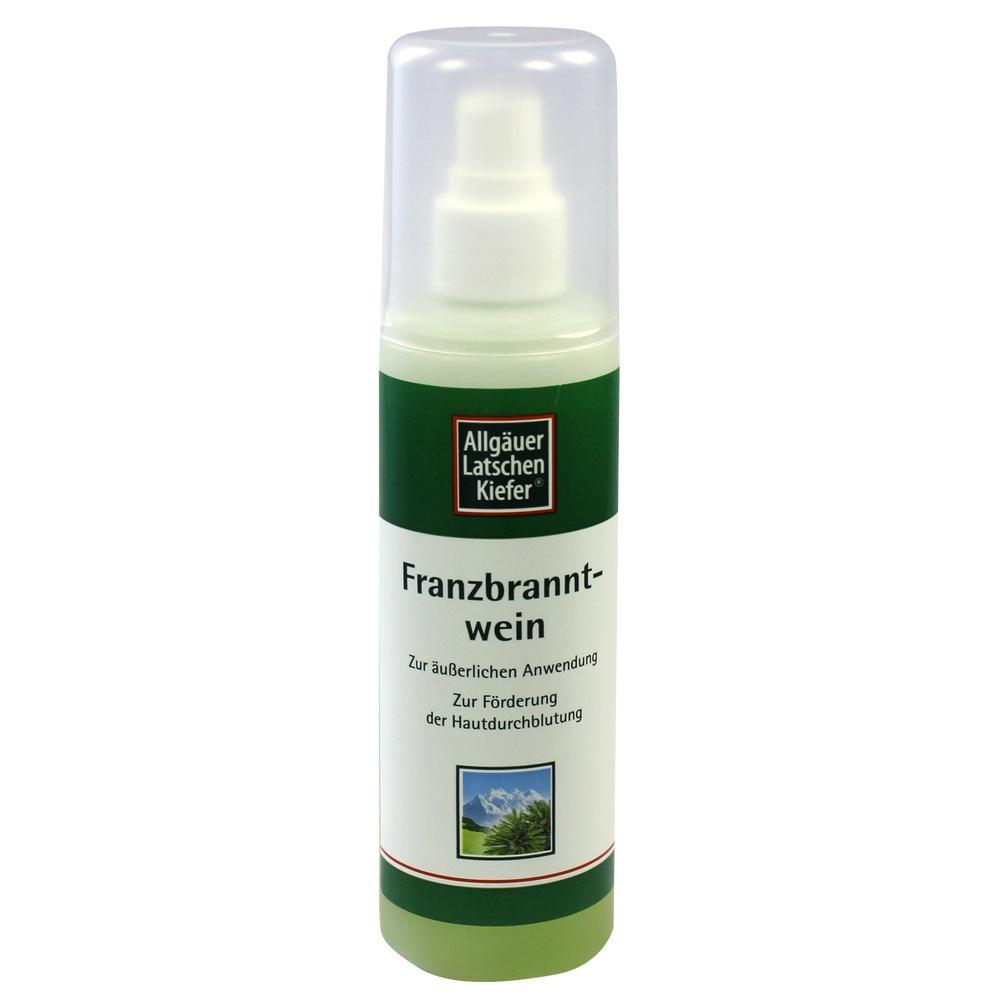 Sprühflasche mit Franzbranntwein zur Förderung der Hautdurchblutung.