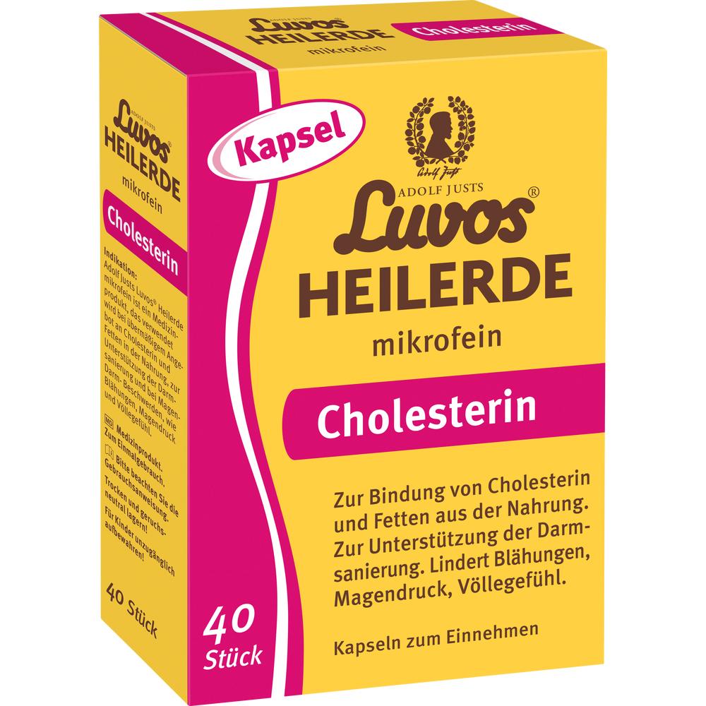 Gelbe Packung mit Heilerdetabletten zur Unterst&uuml;tzung bei Cholesterinbindung und Verdauung.