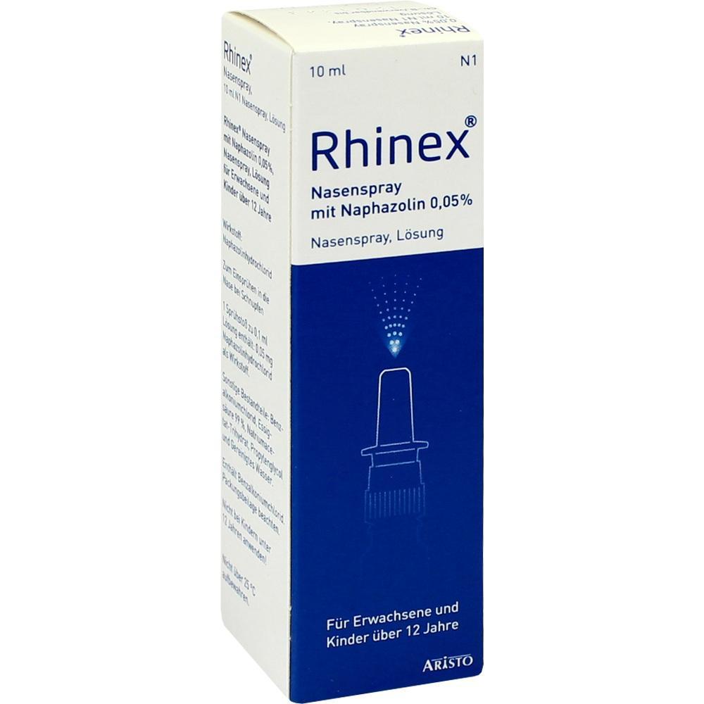 Eine Schachtel Rhinex Nasenspray f&uuml;r Erwachsene und Kinder ab 12 Jahren.