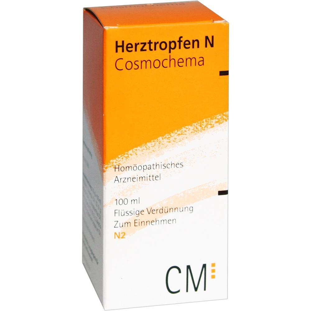 Orange-wei&szlig;e Packung mit hom&ouml;opathischem Arzneimittel "Herztropfen N".