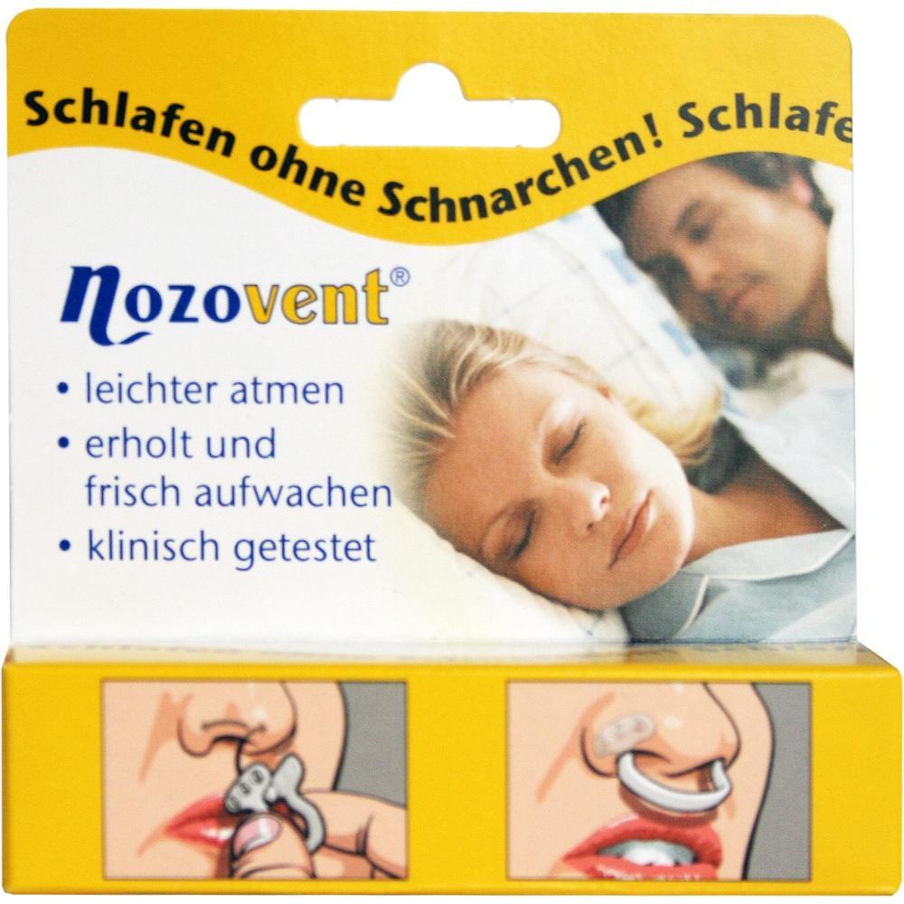 Verpackung zeigt ein Produkt gegen Schnarchen mit schlafender Frau und Anwendungshinweisen.
