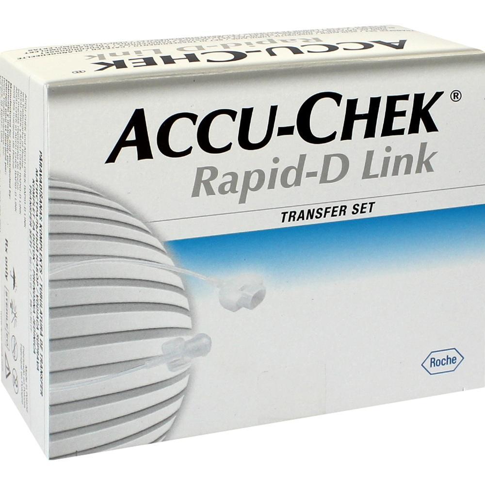 Wei&szlig;e Verpackung eines Accu-Chek Rapid-D Link Transfer Sets von Roche.