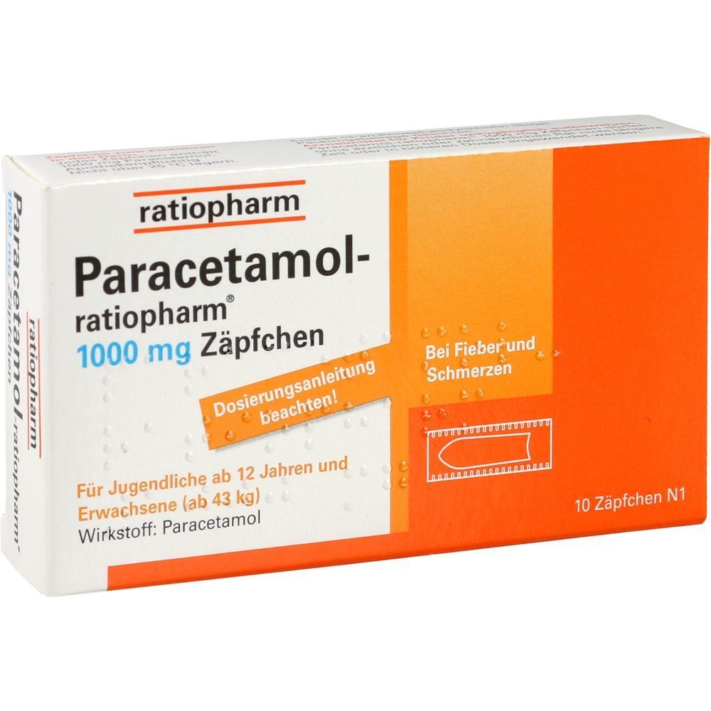 Eine Packung Paracetamol-Z&auml;pfchen bei Fieber und Schmerzen.