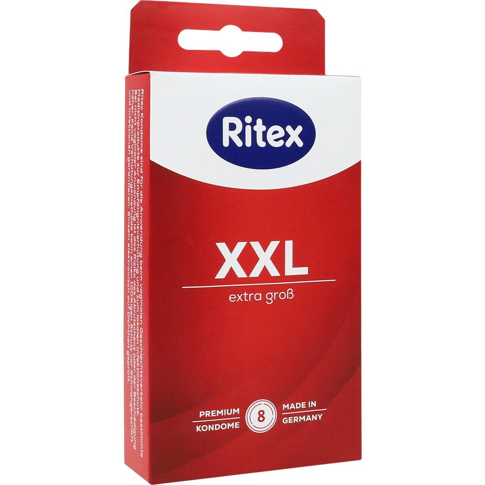 Rote Packung mit XXL-Kondomen von Ritex, extra gro&szlig;e Gr&ouml;&szlig;e.