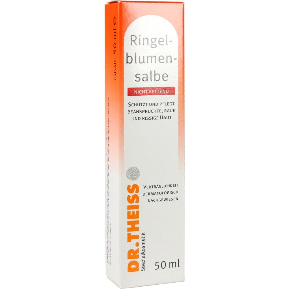 Verpackung einer Ringelblumensalbe mit orange-wei&szlig;em Design, 50 ml Inhalt.
