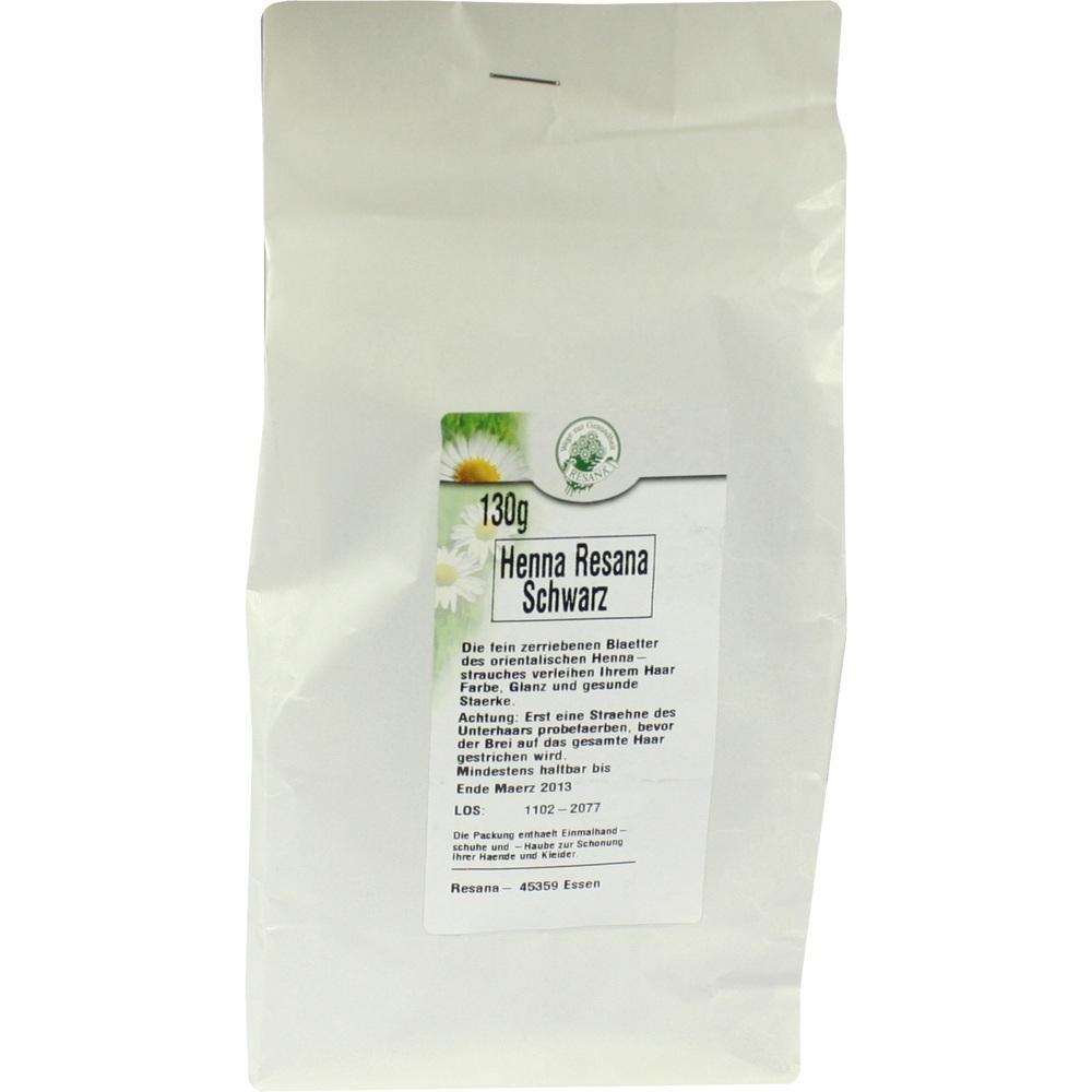 Beutel mit 130g schwarzem Henna-Pulver von Resana zur Haarf&auml;rbung.