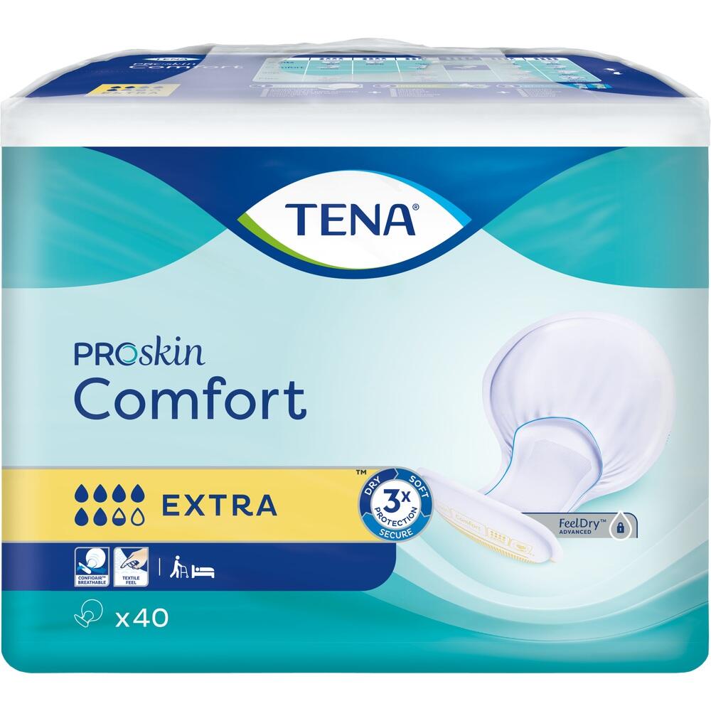 Eine TENA ProSkin Comfort Packung mit 40 Inkontinenz-Binde.