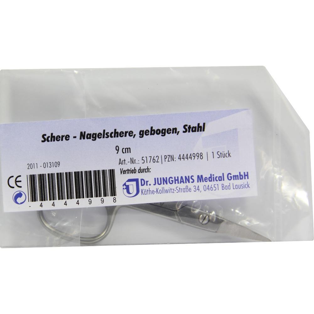 Verpackte Nagelschere aus gebogenem Stahl mit Etikett.