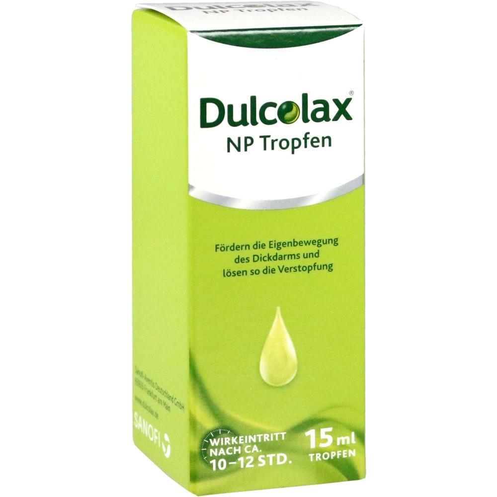 Gr&uuml;ne Packung mit einem Abf&uuml;hrmittel namens Dulcolax NP Tropfen, 15 ml.