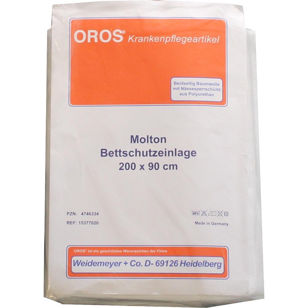 Verpackung einer Molton Bettschutzauflage, 200 x 90 cm groß.