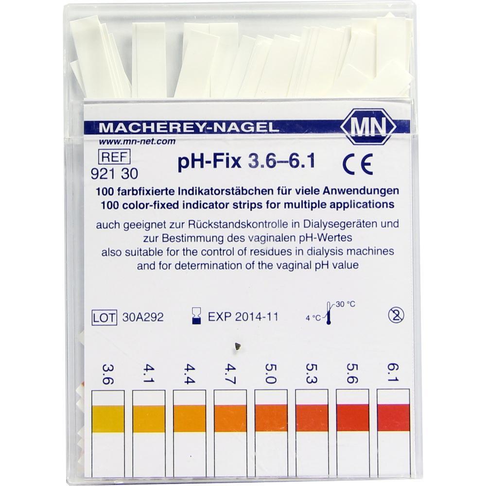 Eine Packung mit pH-Teststreifen von 3,6 bis 6,1 f&uuml;r verschiedene Anwendungen.
