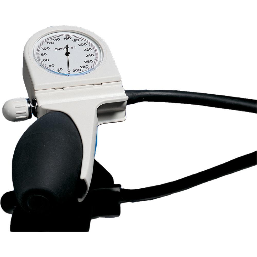 Ein Blutdruckmessger&auml;t mit Druckanzeige und Gummiball zum Aufpumpen.