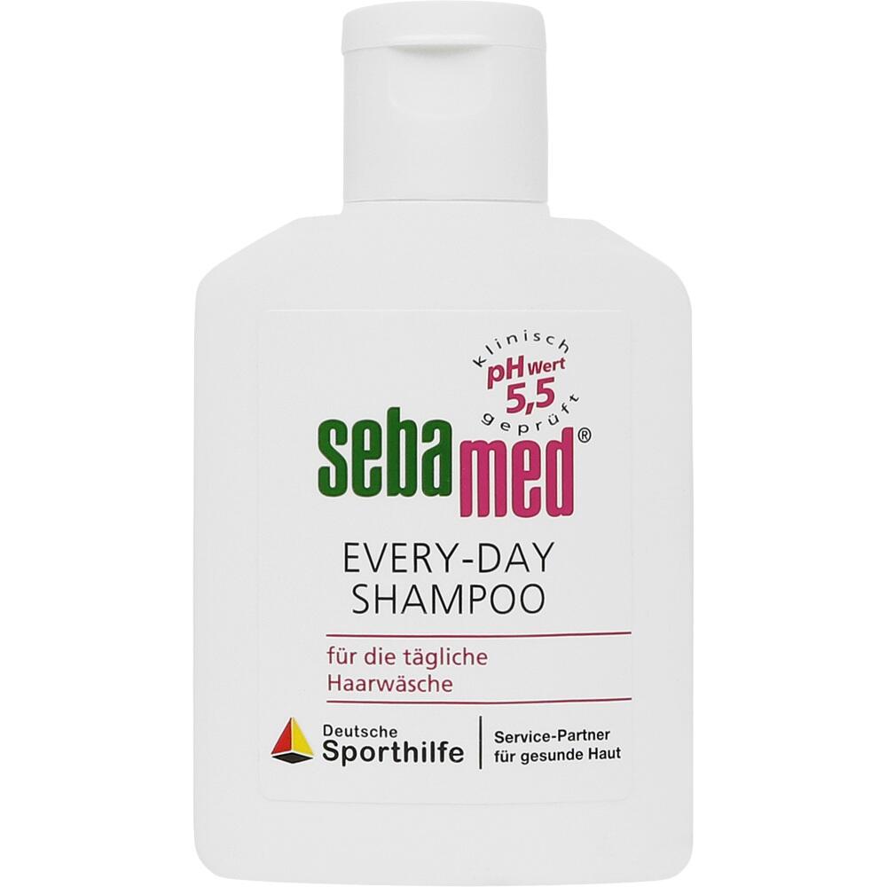 Wei&szlig;e Shampooflasche mit der Aufschrift "sebamed Every-Day Shampoo".