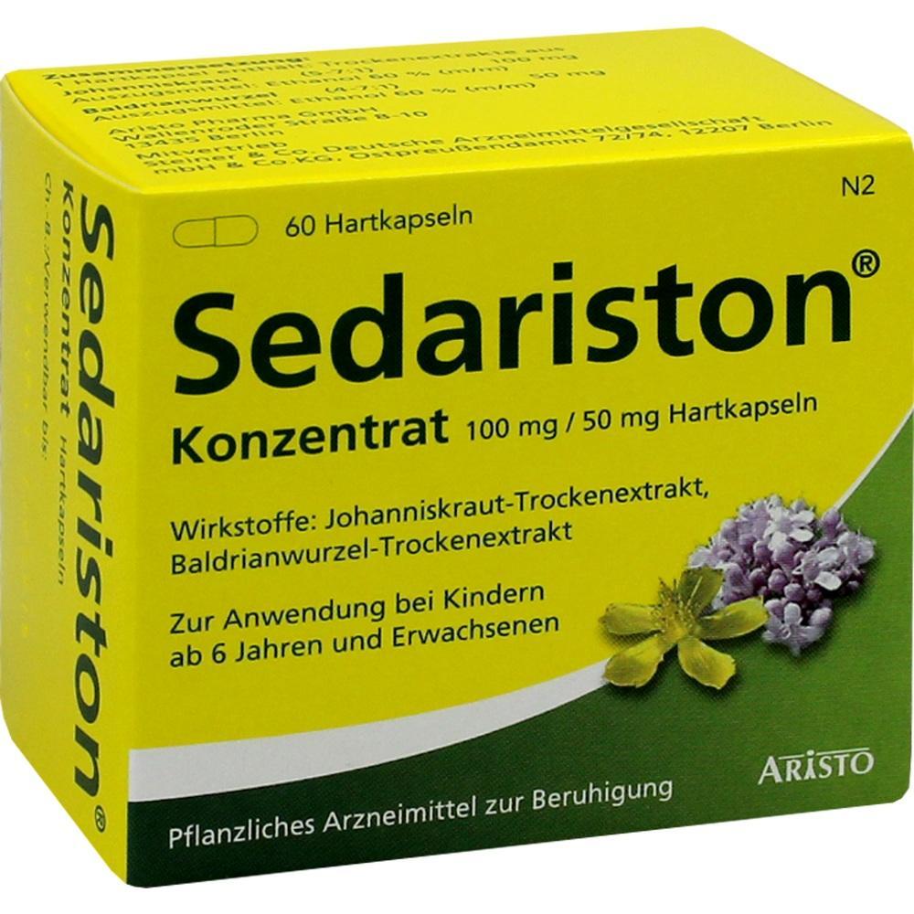 Gelbe Sedariston-Packung mit Heilpflanzen-Extrakt zur Beruhigung.