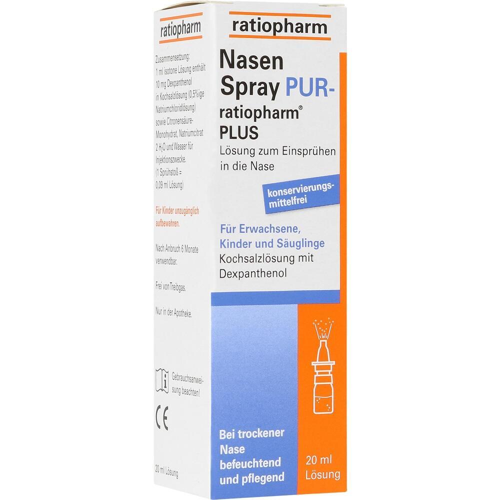 Wei&szlig;e Packung von ratiopharm Nasenspray f&uuml;r Nase, geeignet f&uuml;r Erwachsene und Kinder.