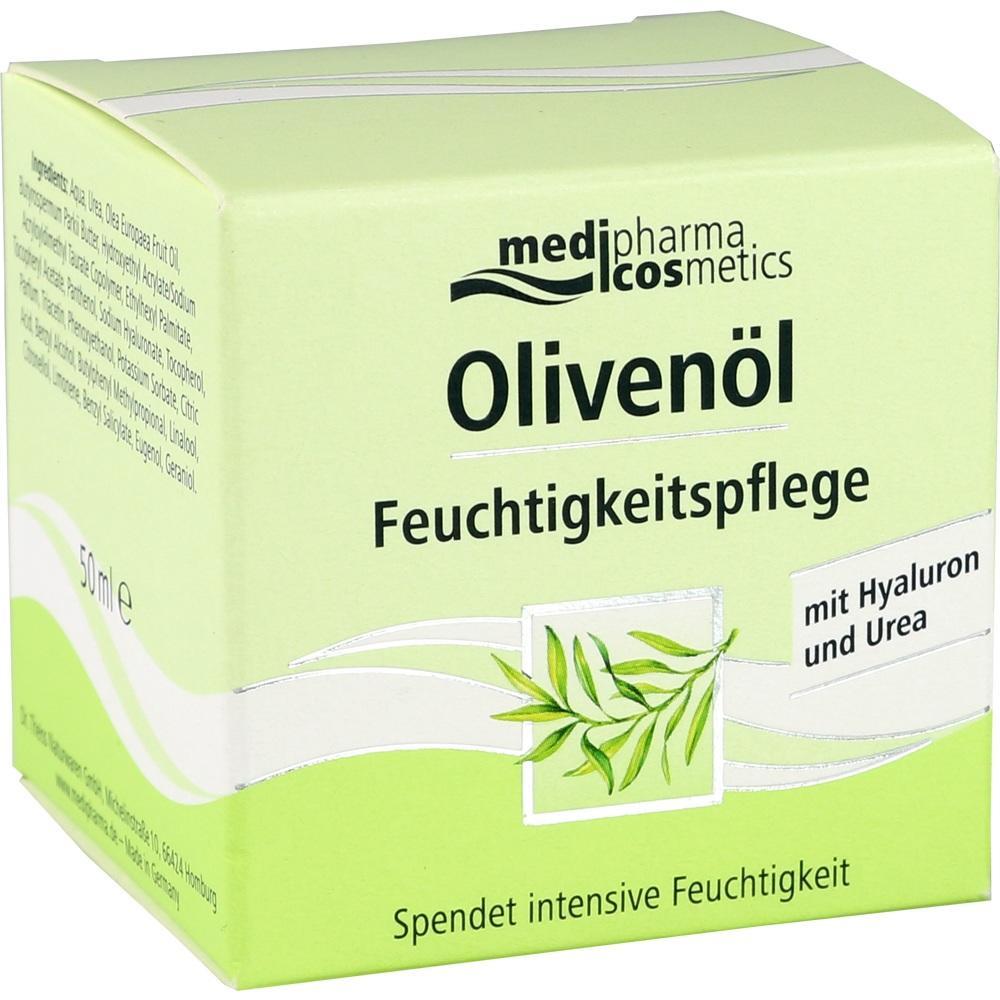 Eine gr&uuml;ne Box mit Oliven&ouml;l-Feuchtigkeitspflege-Creme.