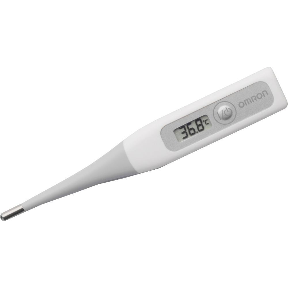 Elektronisches Thermometer mit Display zeigt 36,8 Grad Celsius an.