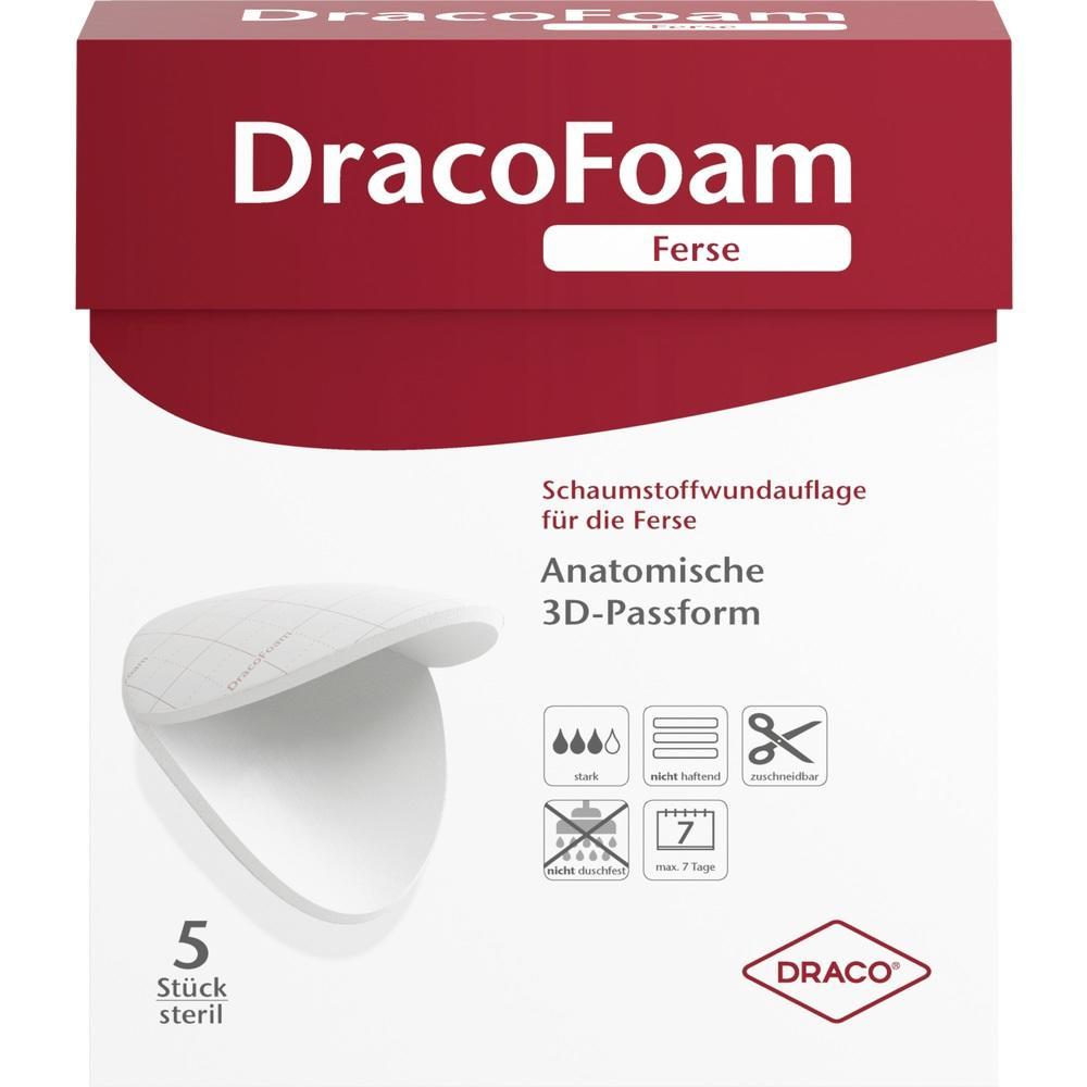 Auf der Verpackung steht "DracoFoam Ferse", ein Schaumstoffverband f&uuml;r die Ferse.