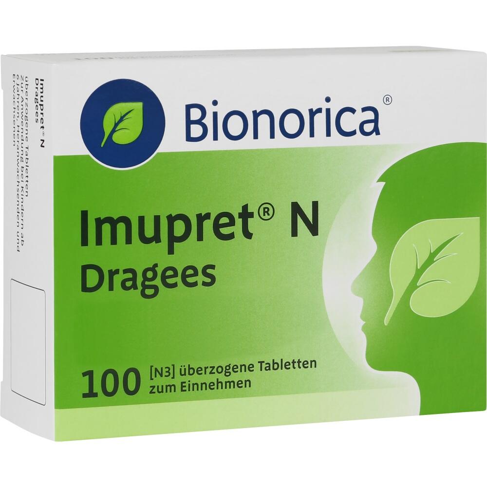 Gr&uuml;ne Packung von Bionorica mit Imupret N Dragees, 100 Tabletten.
