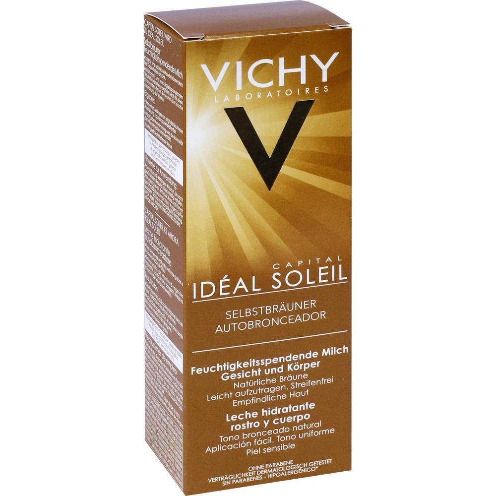 Braune Verpackung mit der Aufschrift "Vichy Id&eacute;al Soleil Selbstbr&auml;uner".
