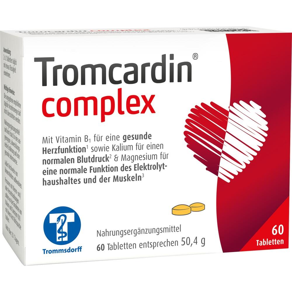 Eine Packung Tromcardin complex mit 60 Tabletten zur Unterst&uuml;tzung von Herz und Muskeln.