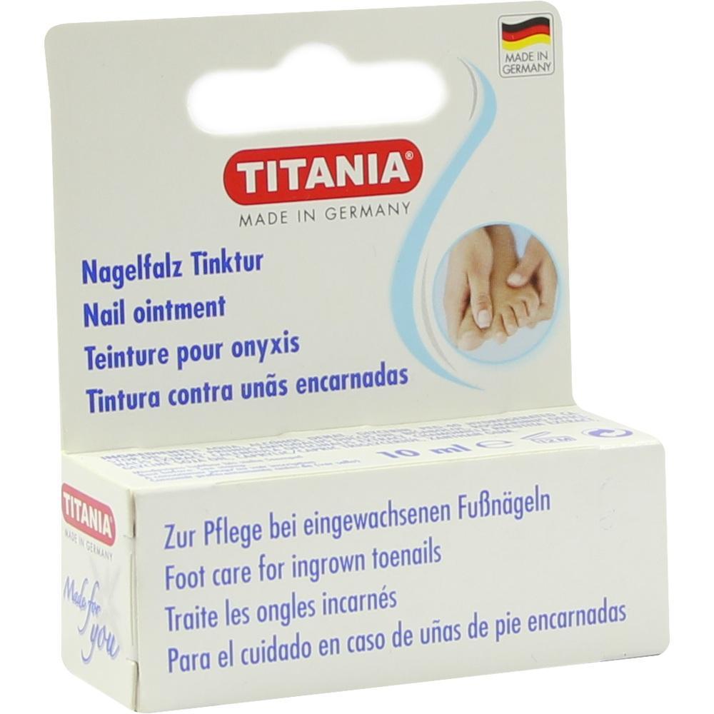 Verpackung einer Nageltinktur gegen eingewachsene Fußnägel von Titania.
