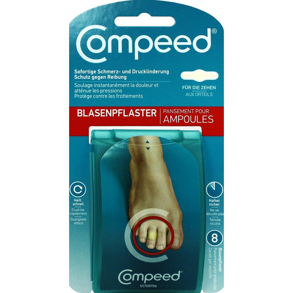Verpackung von Compeed Blasenpflastern f&uuml;r Zehen.