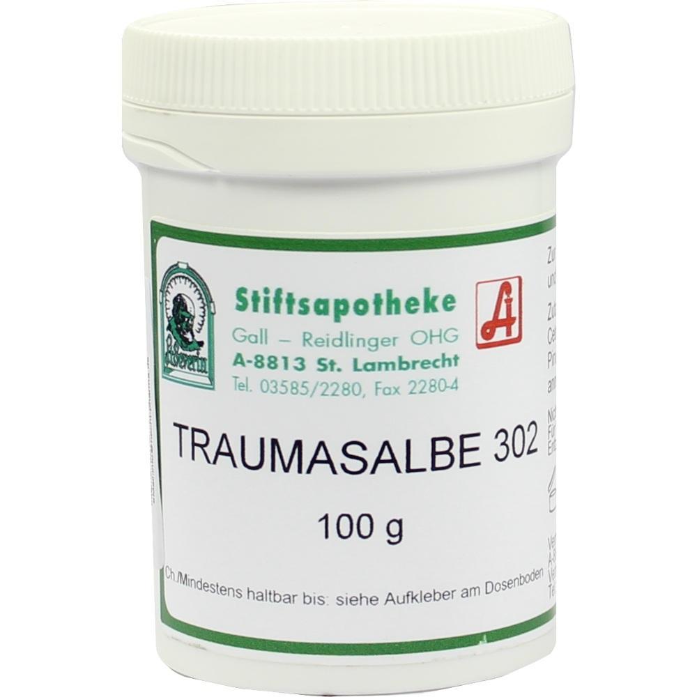 Wei&szlig;e Salbendose mit der Aufschrift "Traumasalbe 302" aus der Stiftsapotheke.