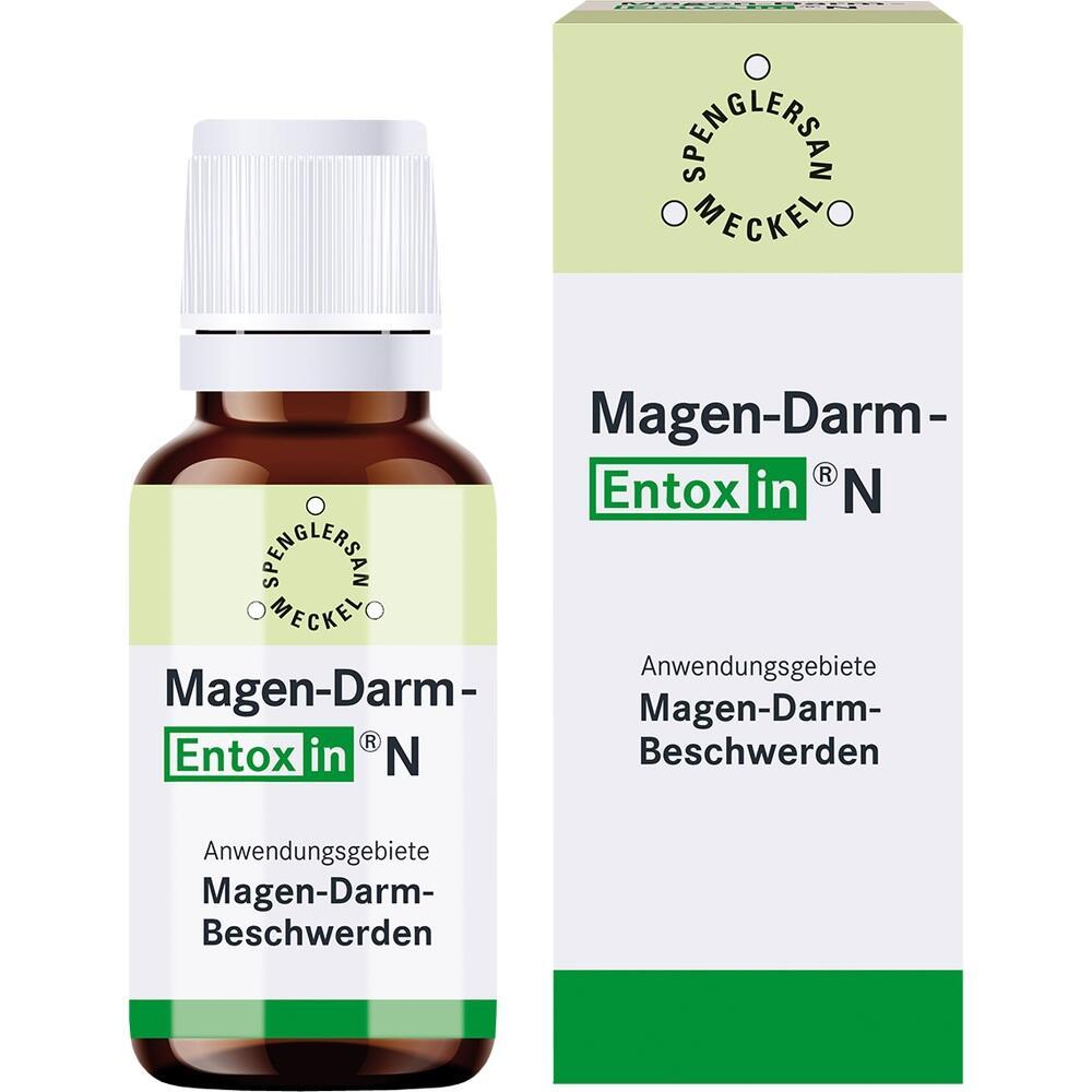 Eine Flasche und eine Verpackung mit der Aufschrift "Magen-Darm-Entoxin N".