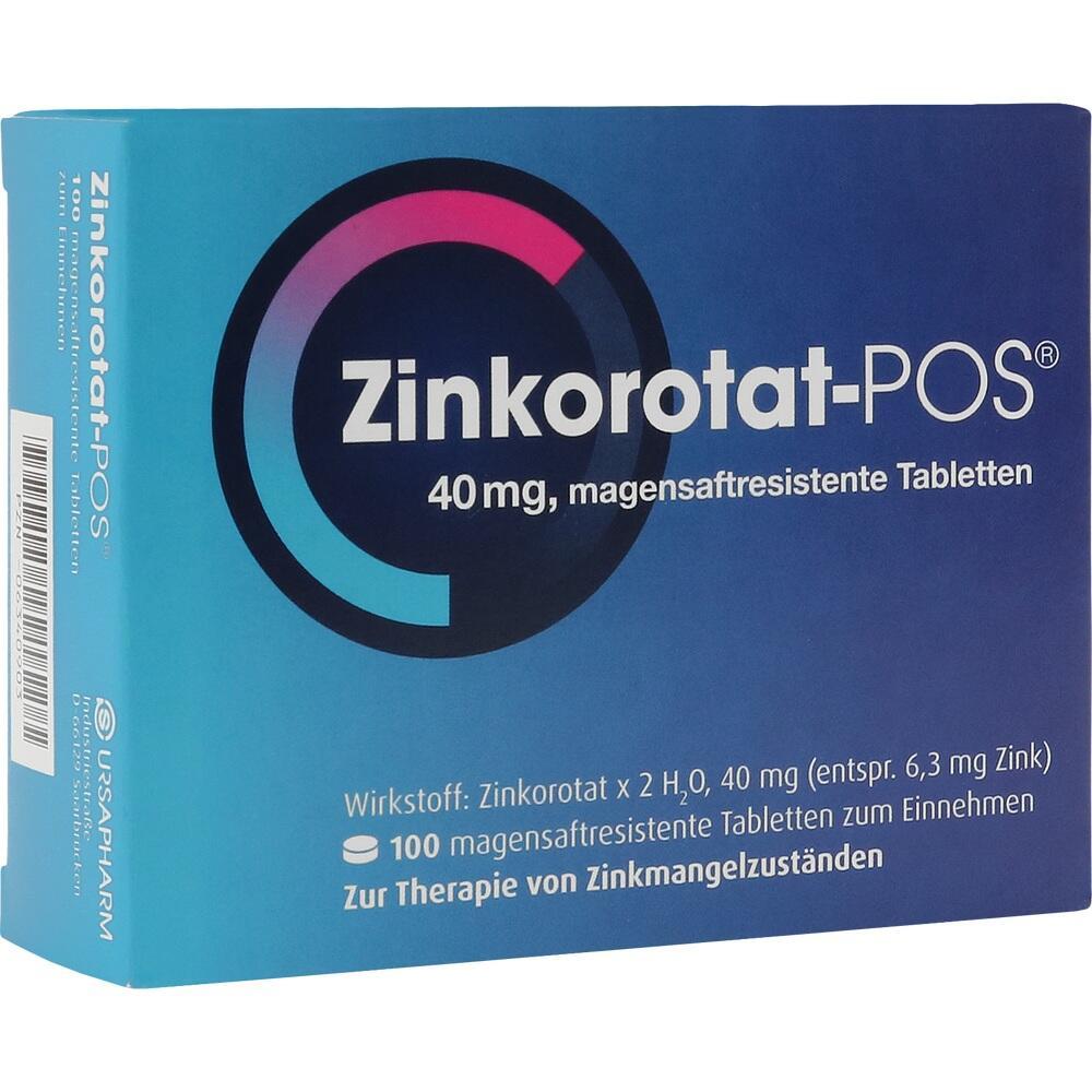 Eine blaue Packung Zinkorotat-POS Tabletten gegen Zinkmangel.