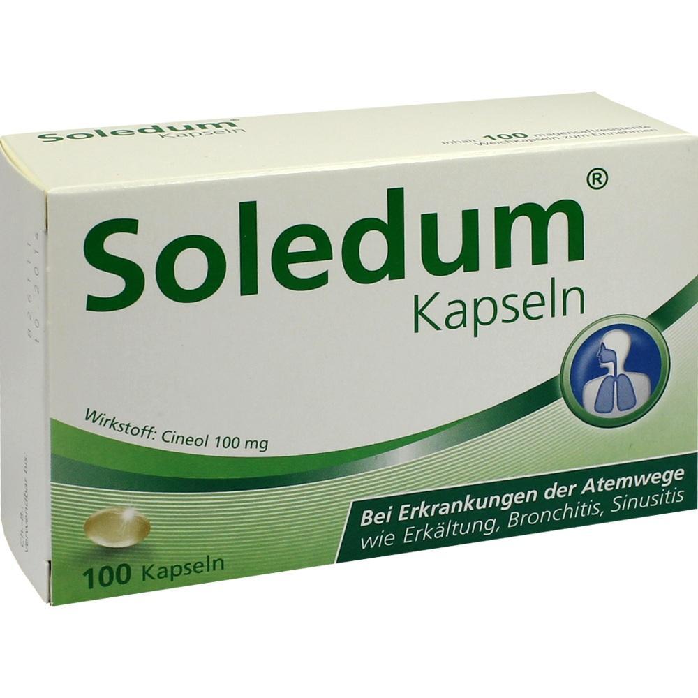 Packung von Soledum-Kapseln zur Unterst&uuml;tzung der Atemwege bei Erk&auml;ltungen.