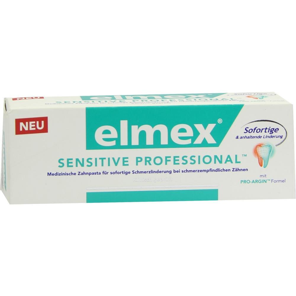 Eine Packung Elmex Sensitive Professional Zahnpasta für schmerzempfindliche Zähne.