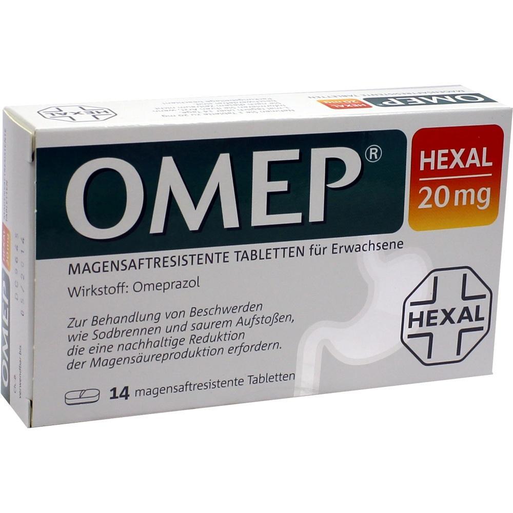 Eine Packung Omeprazol-Tabletten zur Behandlung von Sodbrennen.
