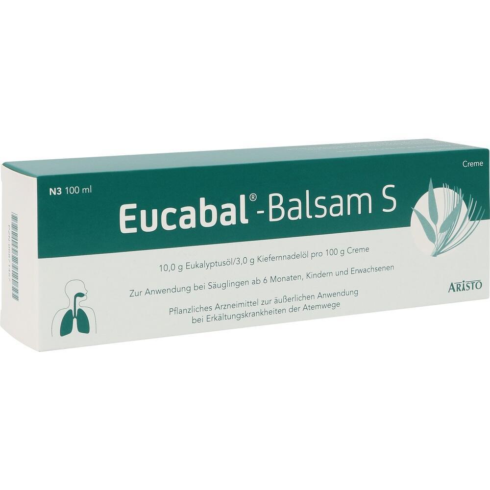 Verpackung von Eucabal-Balsam S, einer Creme gegen Erkältungen, 100 ml.
