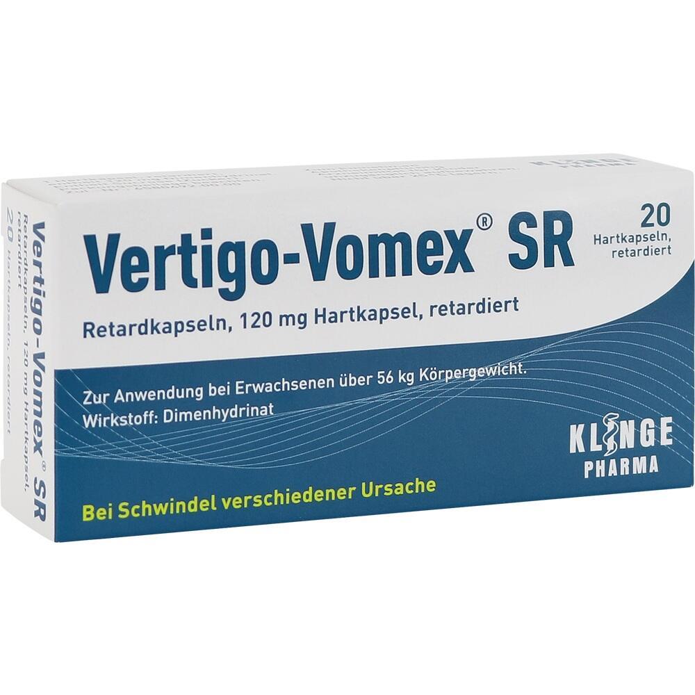 Schachtel mit Vertigo-Vomex SR Kapseln gegen Schwindel bei Erwachsenen.