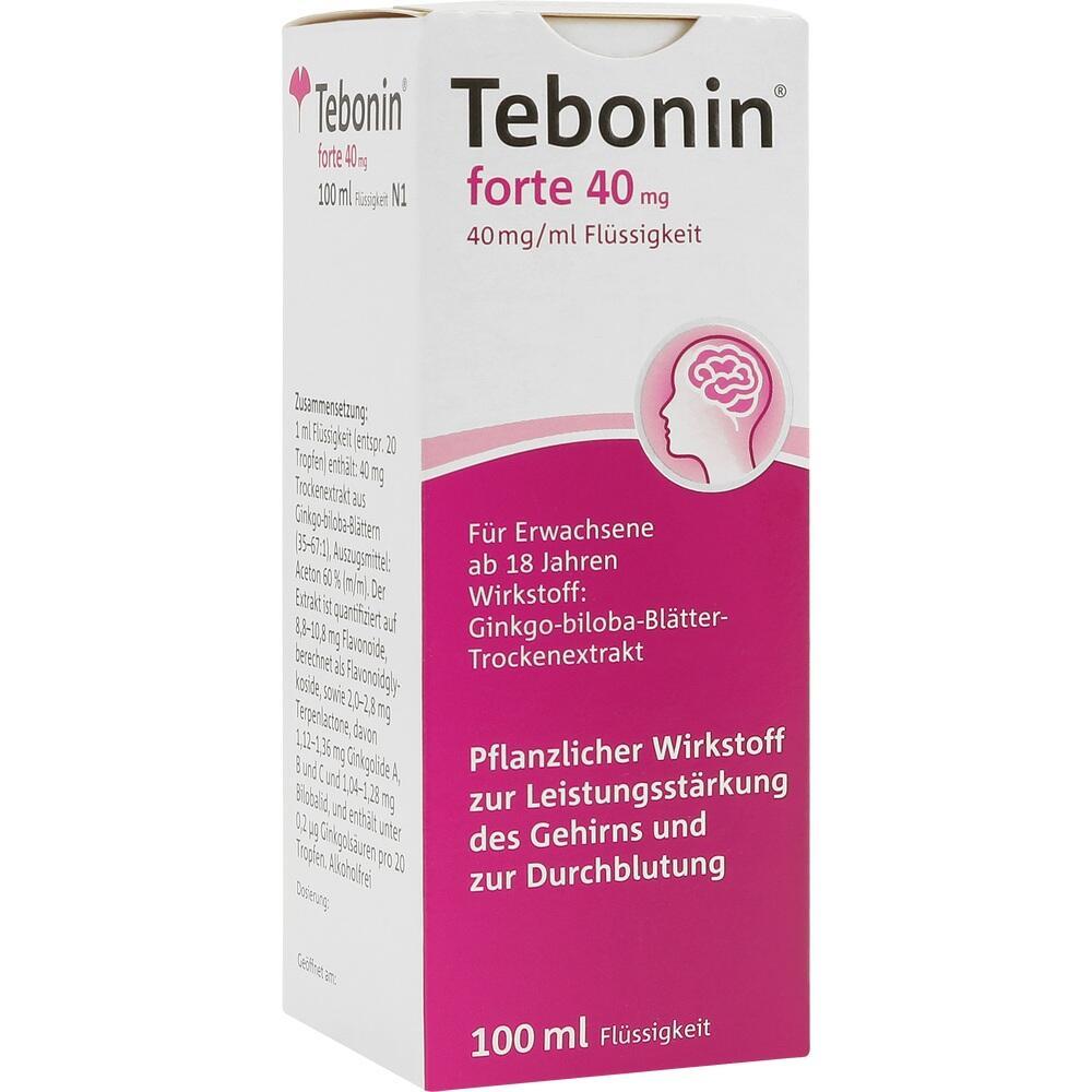 Eine Packung Tebonin forte, ein pflanzliches Mittel f&uuml;r Gehirnleistung und Durchblutung.