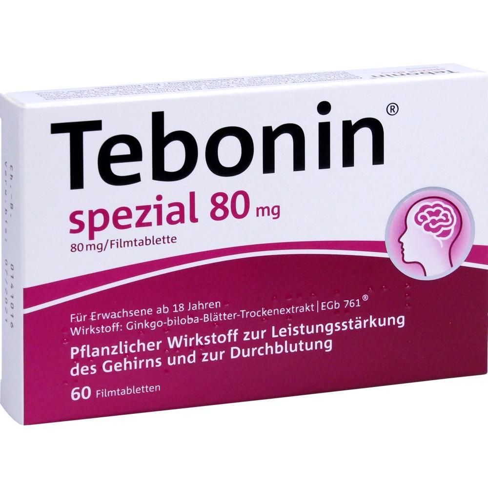 Verpackung der Tebonin-Tabletten zur Unterst&uuml;tzung der Gehirnleistung und Durchblutung.
