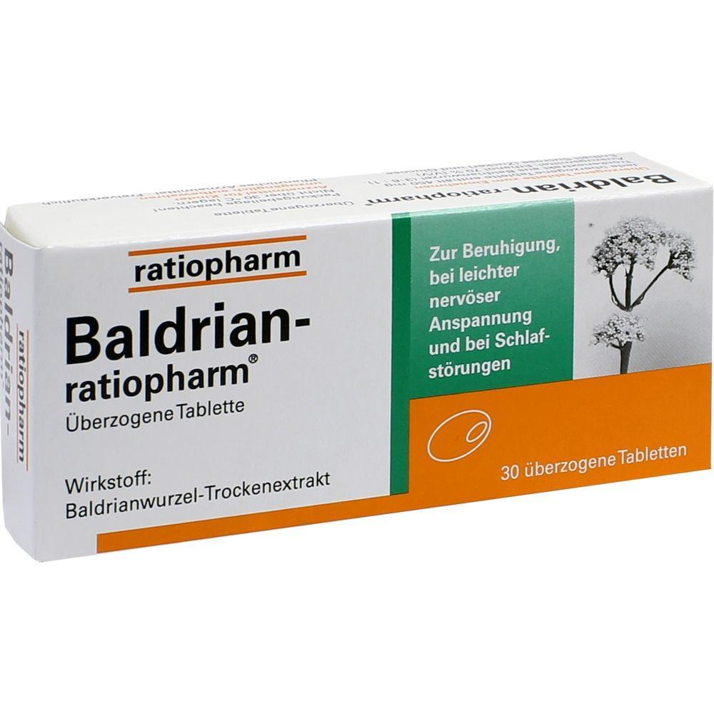 Eine Packung Baldrian-Tabletten zur Beruhigung bei Anspannung und Schlafst&ouml;rungen.