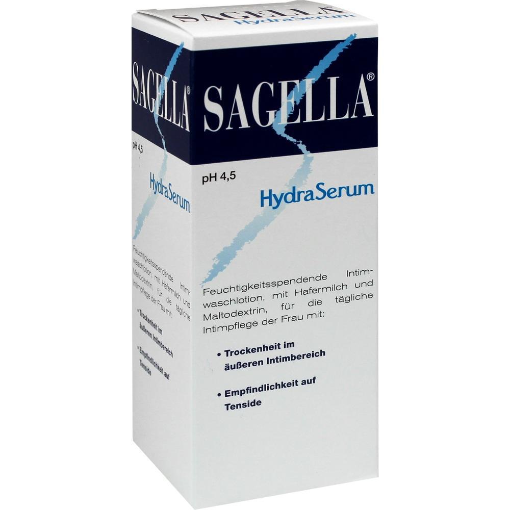 Sagella HydraSerum Verpackung f&uuml;r feuchtigkeitsspendende Intimpflege.