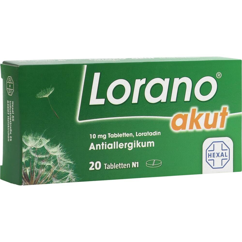 Gr&uuml;ne Medikamentenschachtel mit der Aufschrift "Lorano akut".